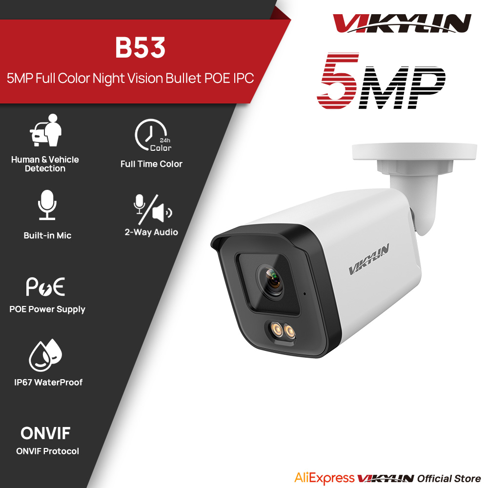Outdoor Lighting Mains Powered - Kamera bezpieczeństwa IP VIKYLIN 5MP, pełnokolorowa,