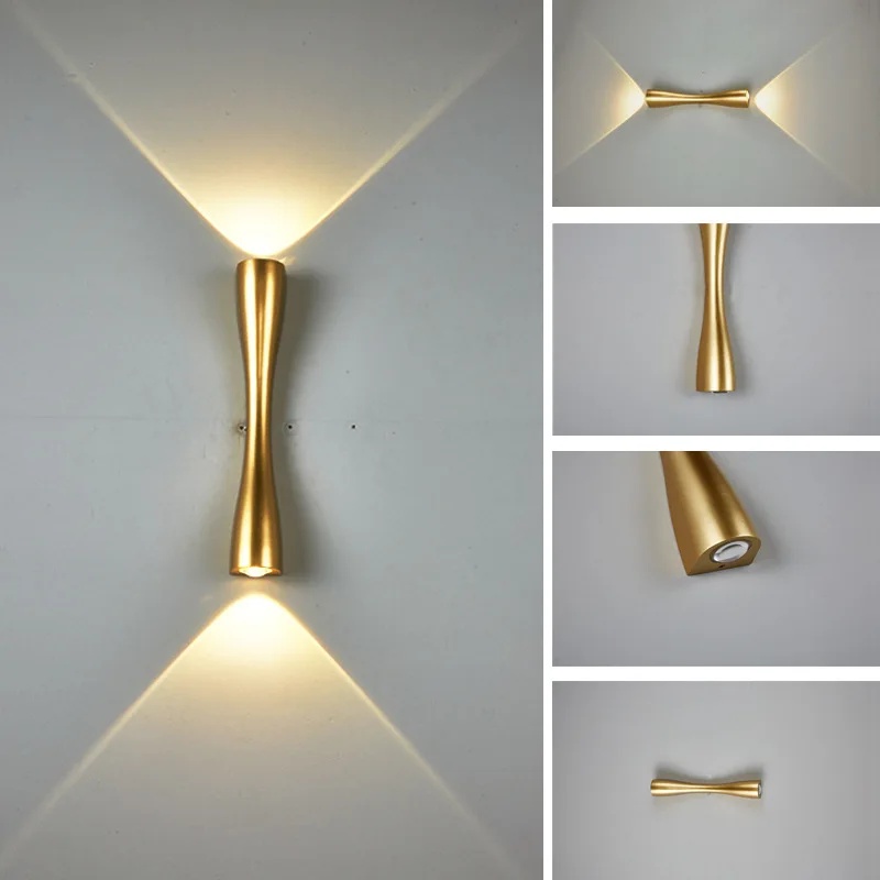 Outdoor Lighting Hardwired - Złota Lampa Ścienna LED, Oświetlenie Góra-Dół,