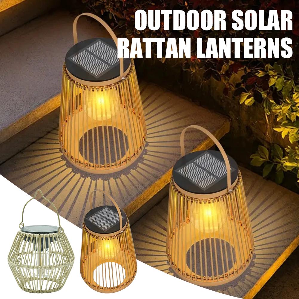Outdoor Lighting Solar - Wodoodporna lampa solarna z rattanu IP65,