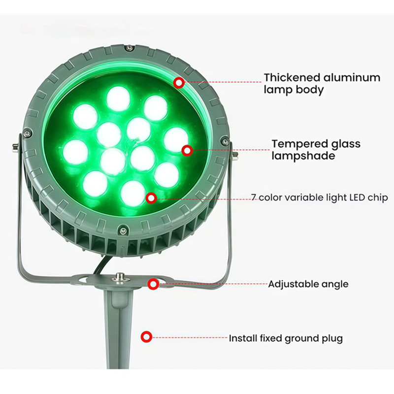 Outdoor Lighting Ground Fixtures - Zewnętrzna lampa LED RGB, projektor ścieniowy,